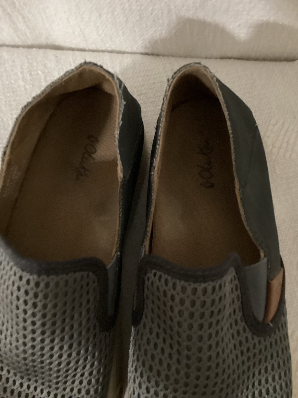 Women's Olukai Pehuea Slip On Loafers Sneakers Shoe Size 7.5 US/37.5 Gray Fabric